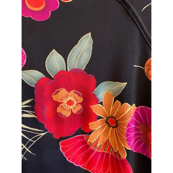 Chico's Travelers Mandarin Wrap Top Floral Asian Print Size 3 (XL) - Picture 5 of 12